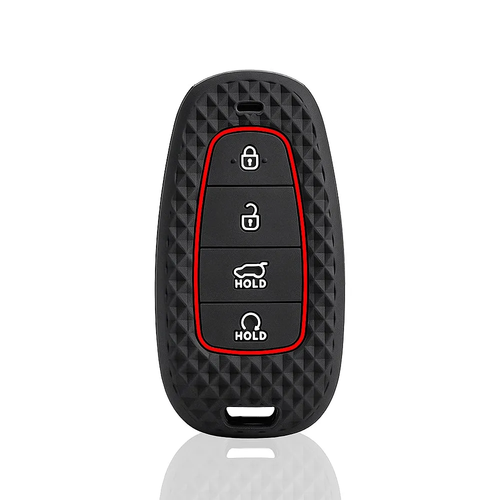 Silicone Car Key Fob Cover For Hyundai Santa Fe Tucson 2022 NEXO NX4 Sport Racing Style Auto Key Shell Remote Key Cover view 3