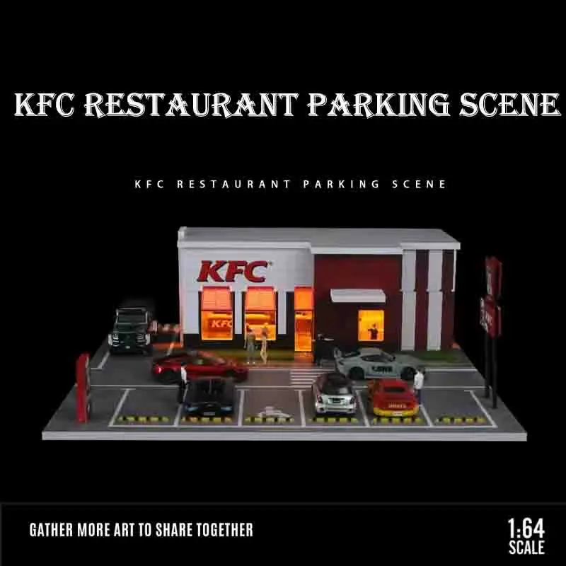 

1/64 Diorama Car Garage Model LEDLighting Convenience Store Scene Building Model