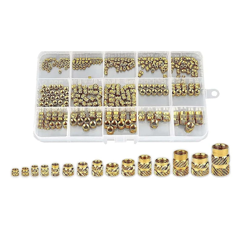 

300Pcs Thread Knurled Nuts Brass Knurled Threaded Insert Nuts Brass Threaded Inserts For 3D Printing Injection Molding