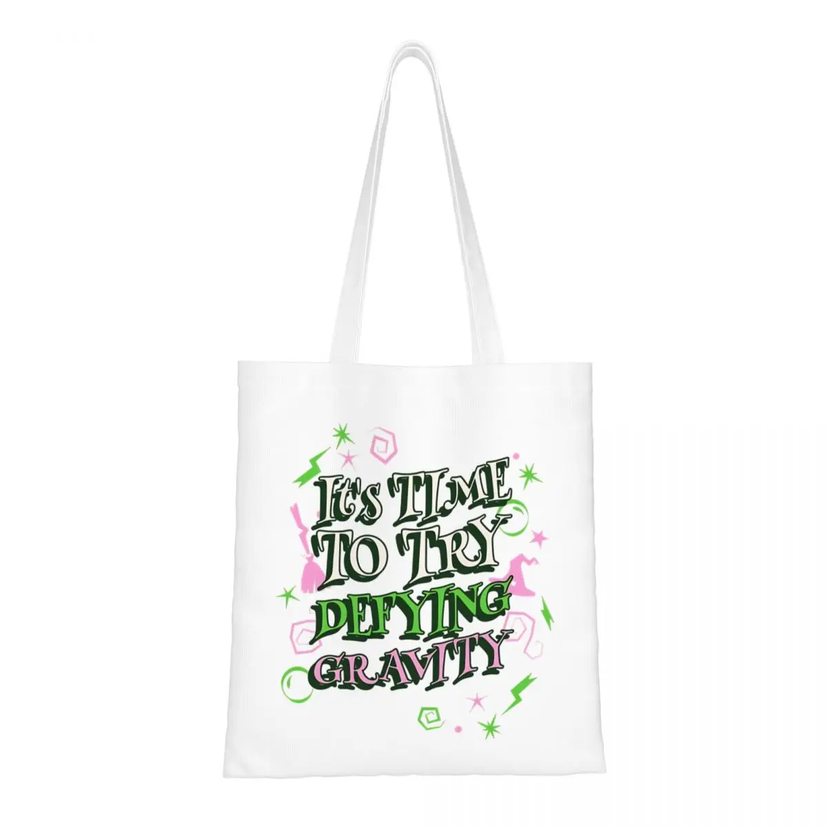 

It's Time To Try DEFYING GRAVITY Wicked Canvas Tote Bag Aesthetic Large Capacity Casual Bags for Women Men