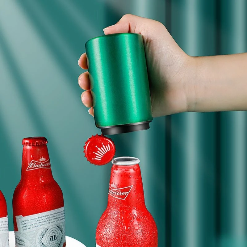 Stainless Steel Push‑Down Beer Bottle Opener Magnetic Press‑Type Automatic Cap Remover for Bar Pub HomeKitchenParty Drink Gadget