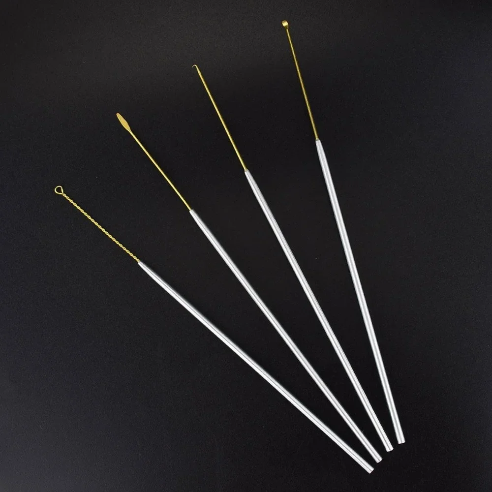 

Set of 4pcs Copper Stainless Steel Ear Wax Pick Curette Earwax Removal Picker Earpick Cleaner Tool Kit For Kids Adults Home