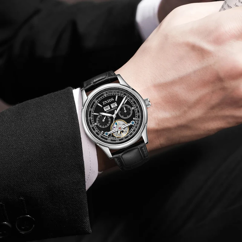 

Брендовые мужские часы-скелетоны с турбийоном, автоматические механические наручные часы, полый дизайн, кожаный ремешок, мужские роскошные деловые часы, многофункциональные часы с указанием даты и дня недели, модные наручные часы, идеальный подарок для не