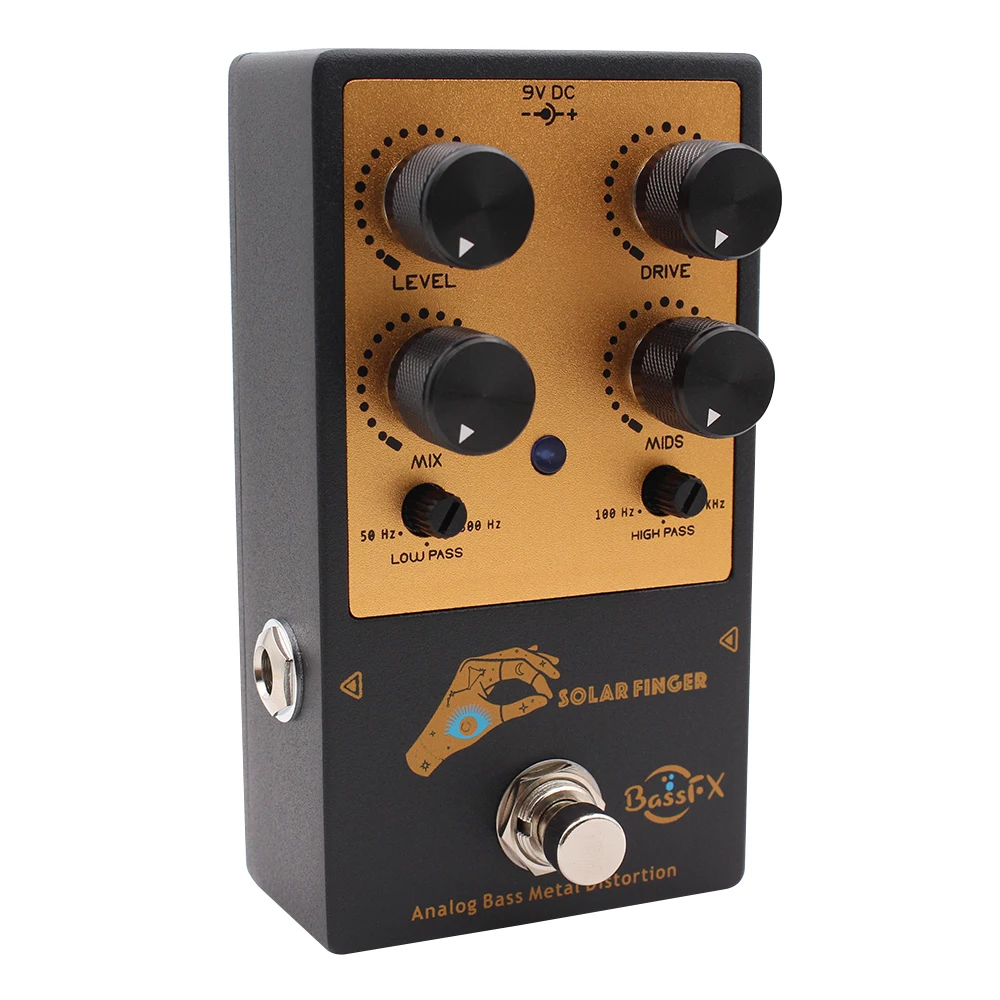Fanmuzk Solar Finger Analog Bass Metal Distortion Effect Pedal for Electric Bass with Low-pass and High-pass Control