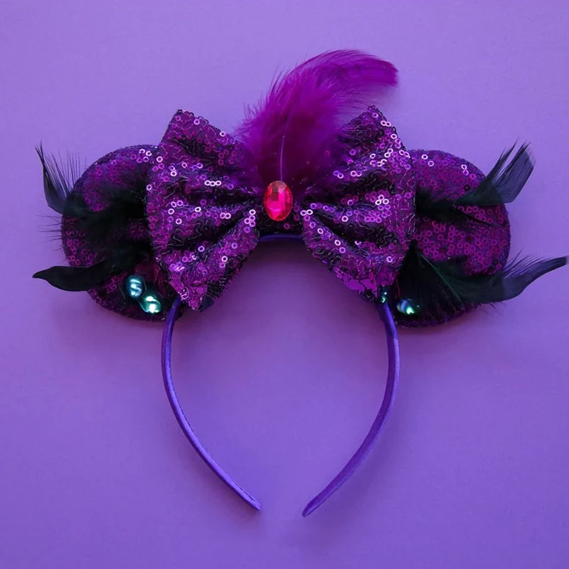 

1pc Halloween Disney Headband with Elegant Purple Feather Decoration for Women's Holiday Parties Wearing Fun Hair Accessories