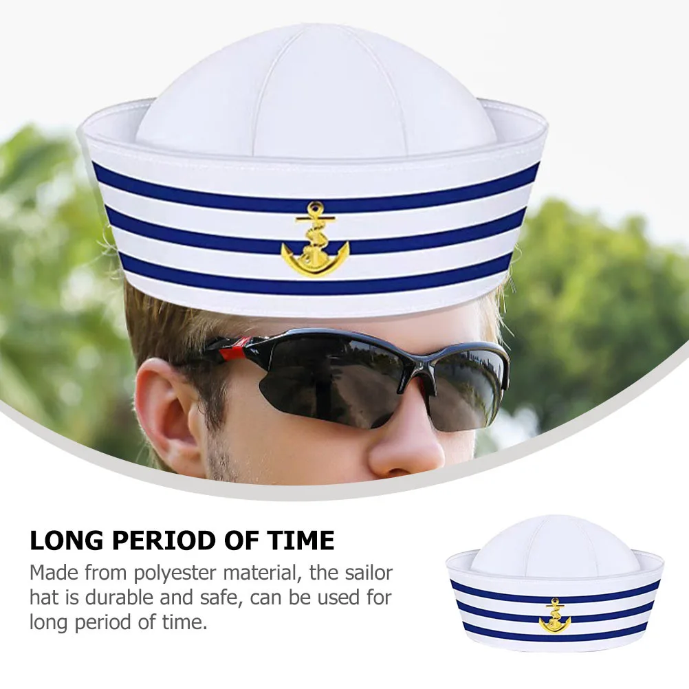 

2Pcs Captain Hat Classic Design Sailor Hats Polyester for Cosplay Stage Performance Party Sailor Hat Captain Hats for Boating