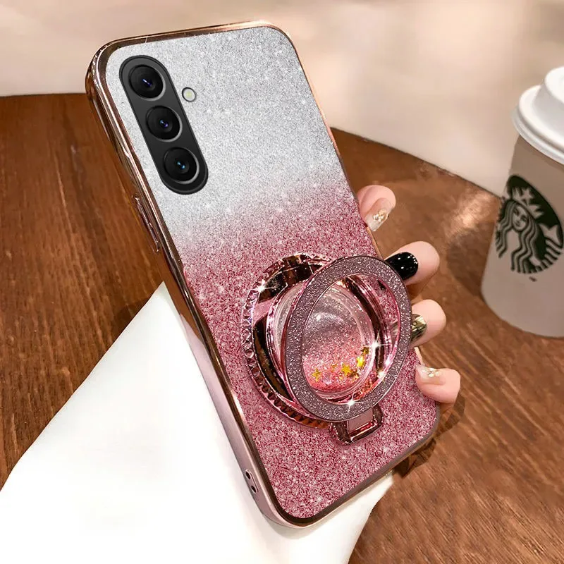 Skinlee Phone Case For Samsung Galaxy A27 Luxury with bracket Glitter Magsafe Case For Samsung Galaxy A26 A17 Case Holder Cover