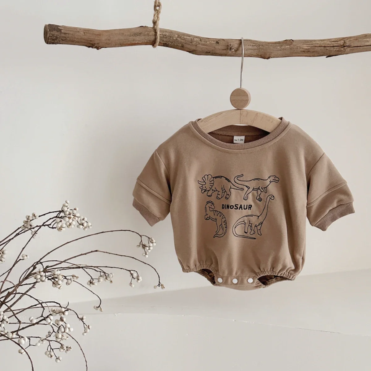 خريف جديد طفل بأكمام طويلة بلون ديناصور التطريز الوليد الطفل السروال القصير بذلة عادية مولود جديد ملابس دافئة #4