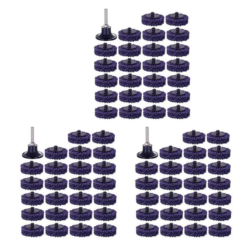 New 75PCS 2 Inch 50Mm Quick Change Easy Strip & Clean Discs Purple For Paint Rust Removal Surface Prep With 3 Holder