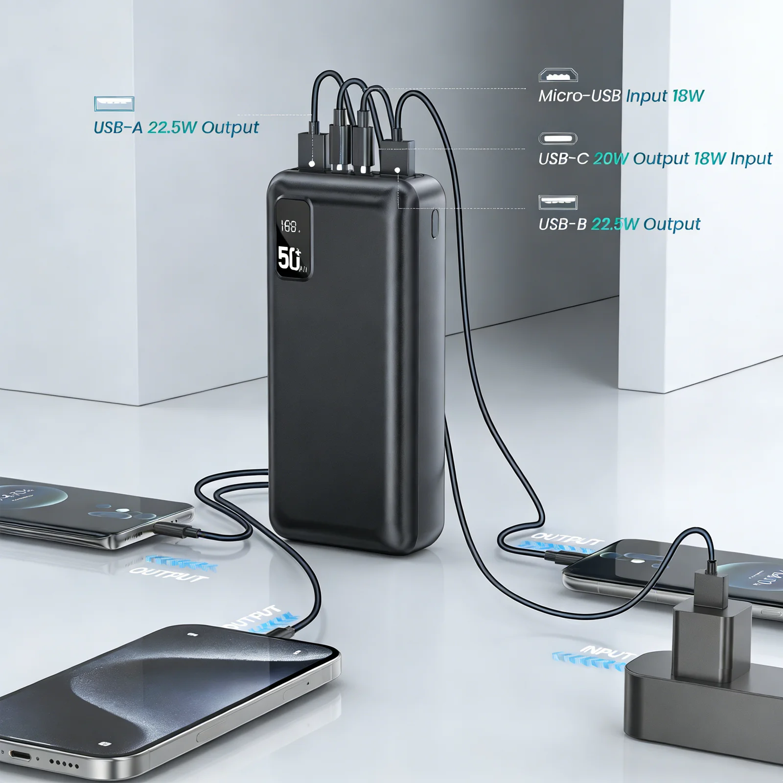 Hganus 22.5W 파워 뱅크 50000mAh QC - Solar Emergency Charger 리뷰 및 가격