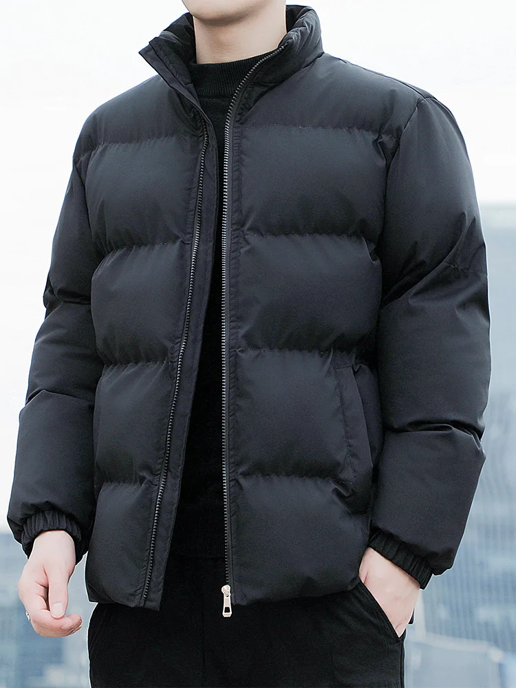 

Модная зимняя утепленная куртка-пуховик с воротником-стойкой для мужчин и молодежи, теплая, износостойкая, свободного кроя, из полиэстера.