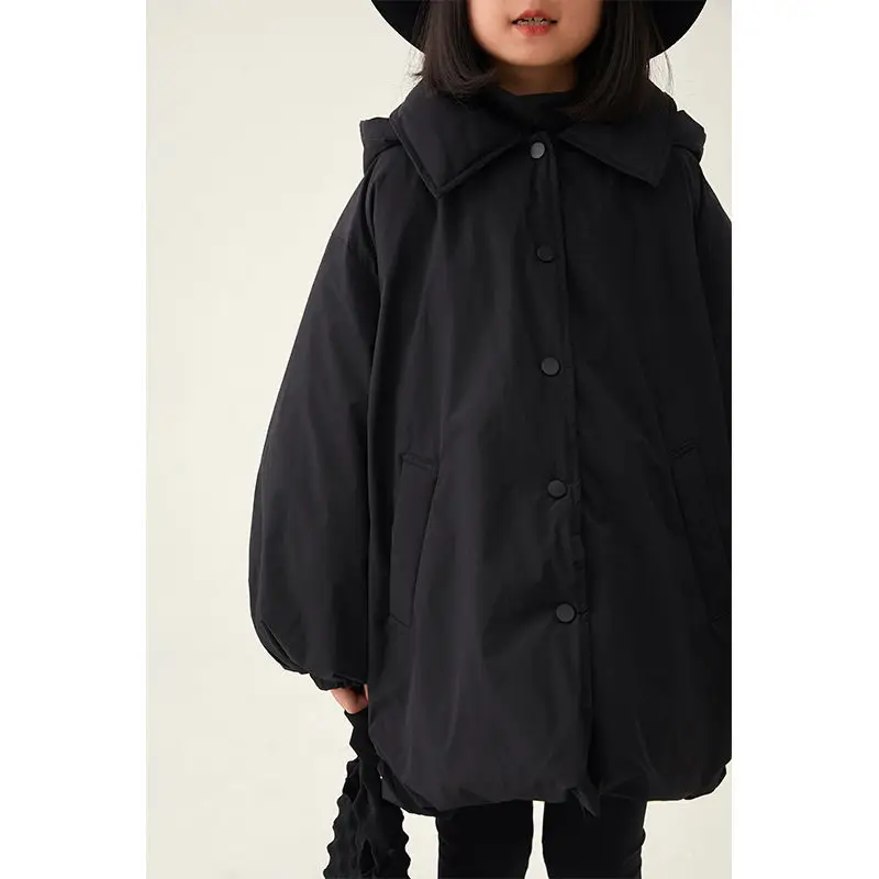 Girls Double-sided Down Cotton Jacket Medium Long Style Korean Casual Cotton Jacket Little Girls Cotton Jacket Winter Fashion