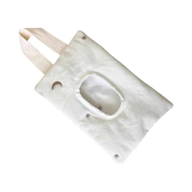 

J15U Embroidered Tissue Cover Wet Wipes Pocket Cotton Wipes Holder for Strollers