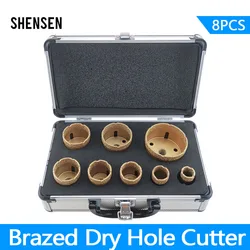 8 Pcs Dry Drill M14 Thread Brazing Hole Saw Set Porcelain Tiles Crowns Granite Marble vitrified tile Drill Bits Tools