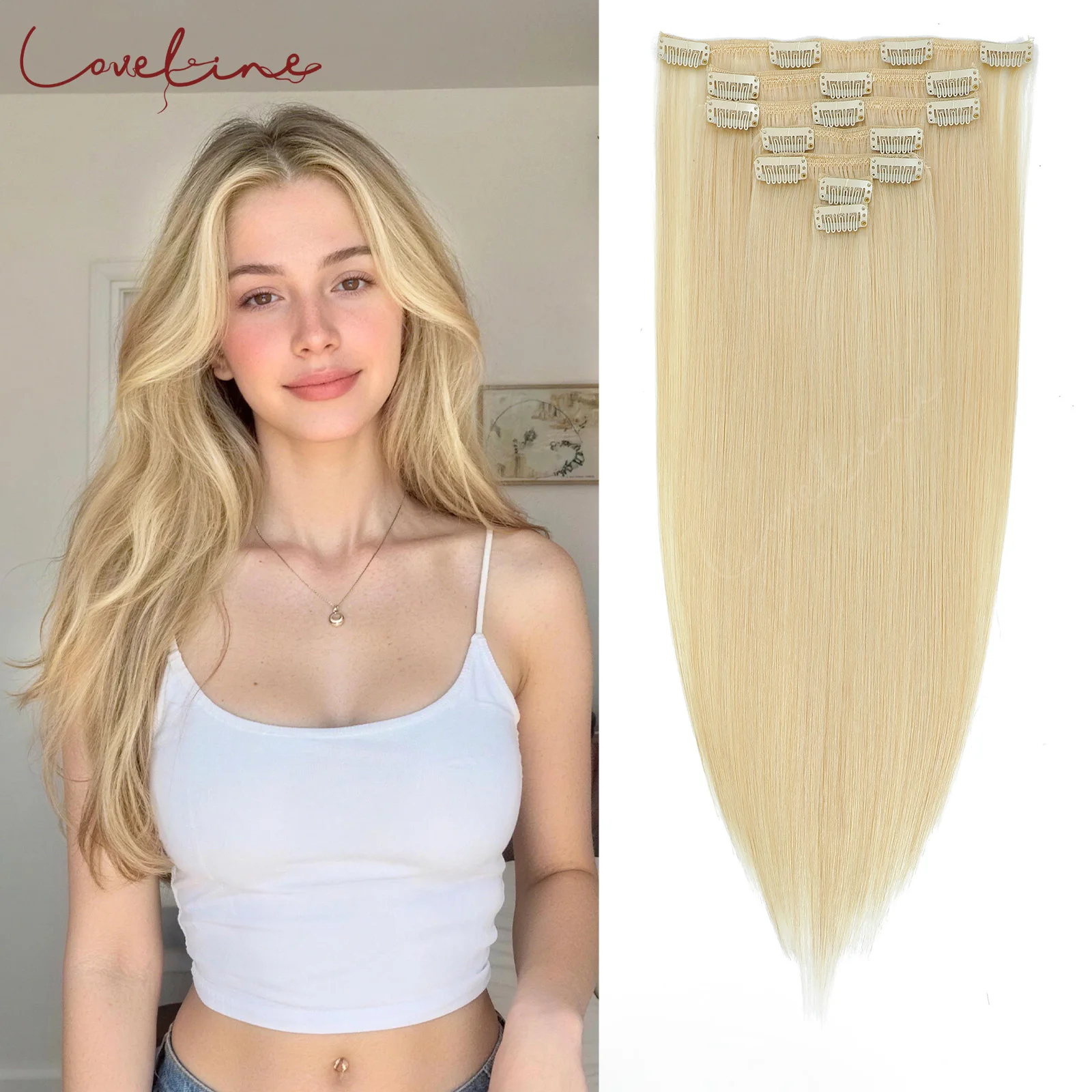 Clip In Hair Extensions Real Human Hair For Women Straight Hair 7pcs 120g Blonde Remy Human Hair Extensions Thick Silky Soft