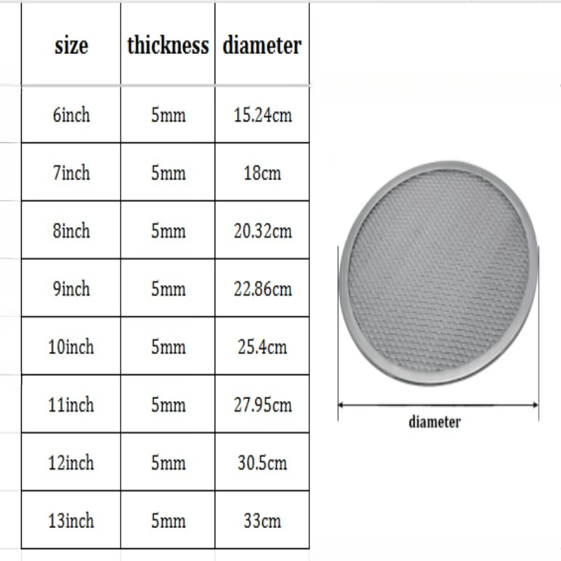 1PC Pizza Screen Pan Baking Tray Aluminum Alloy with Holes pizza Crisper tray Grill Mesh baking pan Round Screen Bakeware