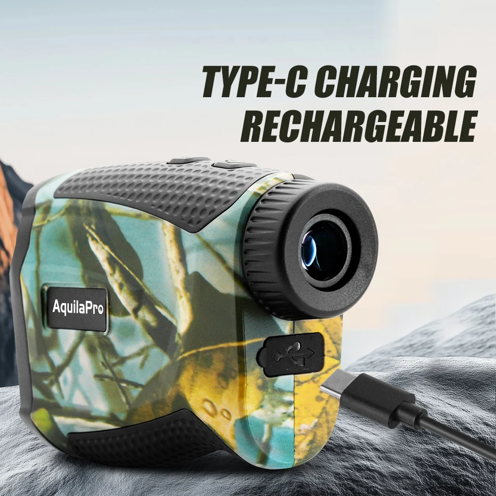 

Laser Rangefinder with Distance/Angle/Speed Modes Type-C Charging 6X Magnification Range Finder for Hunting
