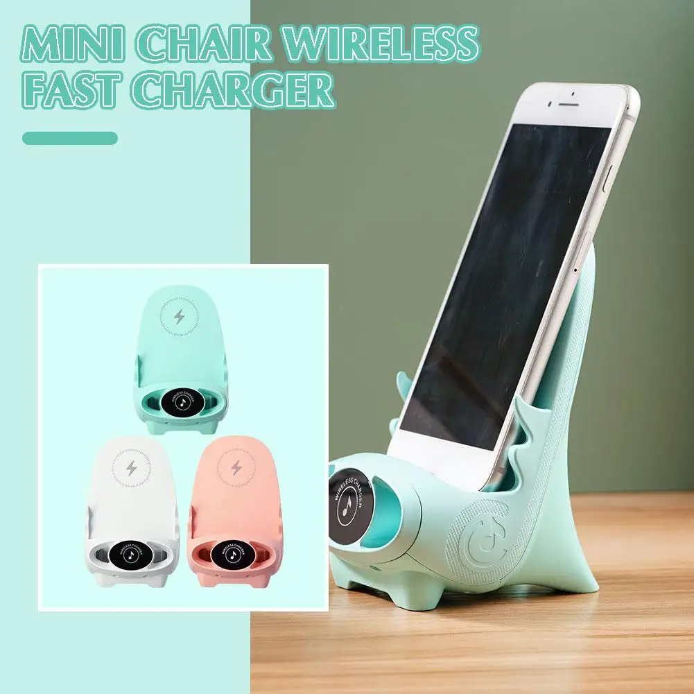 Creative Mini Chair Fast Wireless Charger Phone Stand Charging Mobile Horizontal Desktop Phone Wireless Bracket I3E7