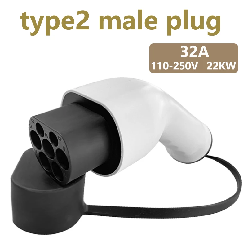 EV Adapter Type 2 Female Plug Type 2 Male Plug Type 2 Male Socket Electric Vehicle Car Side EVSE Charging Connector 32A 3Phase