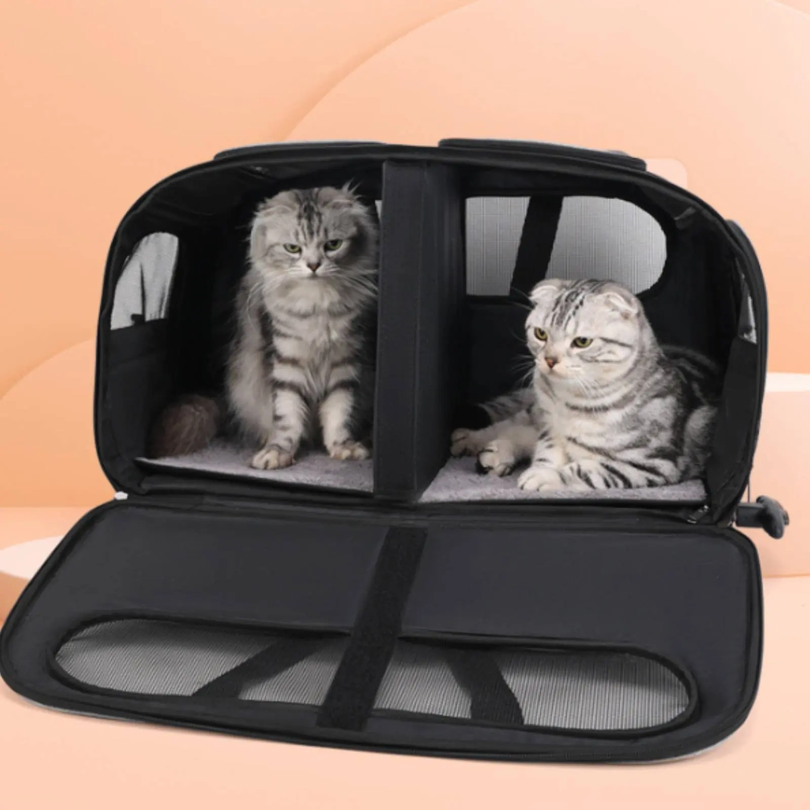 

Pet Trolley Case Portable Pet Suitcase Rolling Feline Carrier Telescopic Handle Ventilated Feline Carrier Foldable for Cats