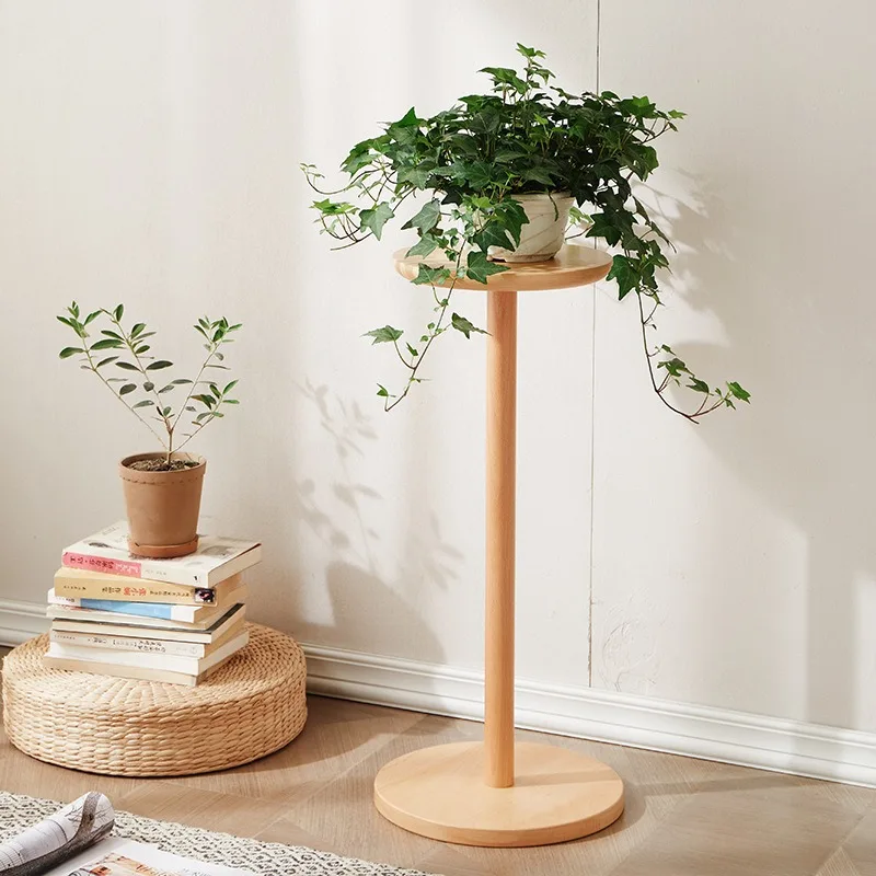 

Nordic simple flower stand beech single pot shelf floor-to-ceiling flower table creative green plant balcony living room flower