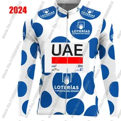 Spaint Tour UAE Team 2024 Cycling Jersey Long Sleeve Blue REd Clothing Race Road Bike Shirts Bicycle Tops MTB Uniform Maillot