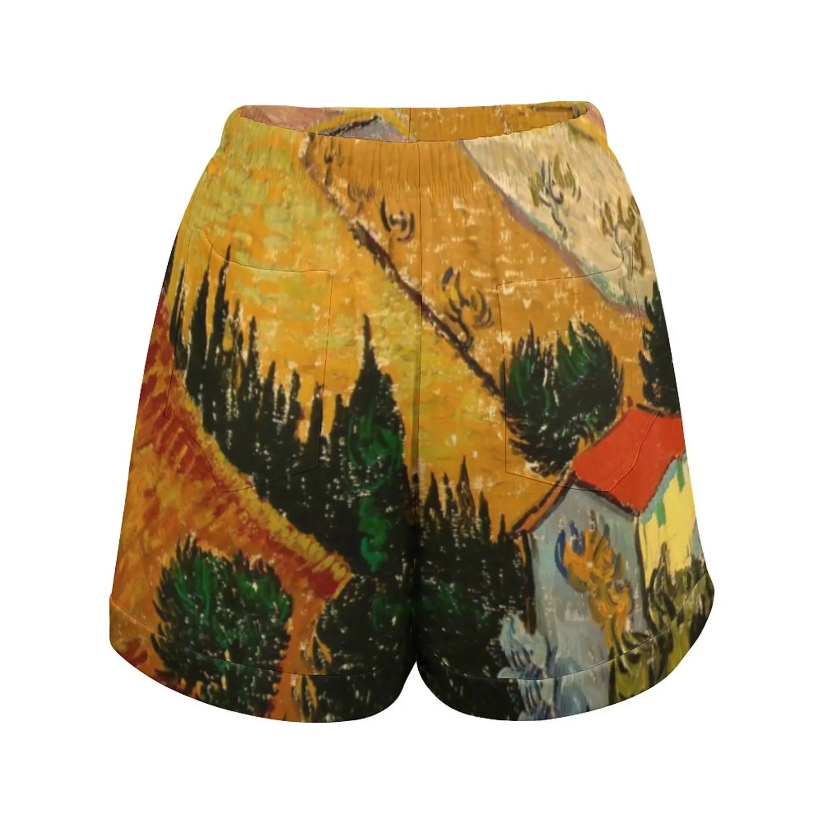 Vincent Van Gogh spodenki w pasie w pasie z domowymi spodenki z kieszeniami modne Oversize krótkie spodnie Streetwear Bottoms