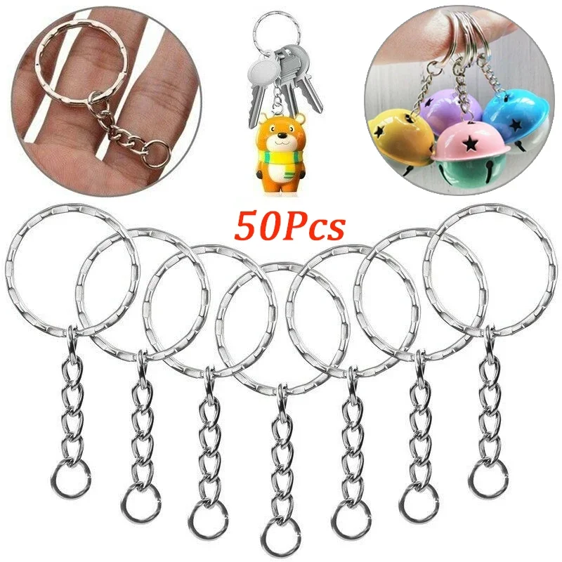 3/5/10/20/50PCS Metal Blank Keyring Keychain Split Rings Keyfob Key Rings Lobster Clasp Key Pendant Chains 12 Styles Keychains