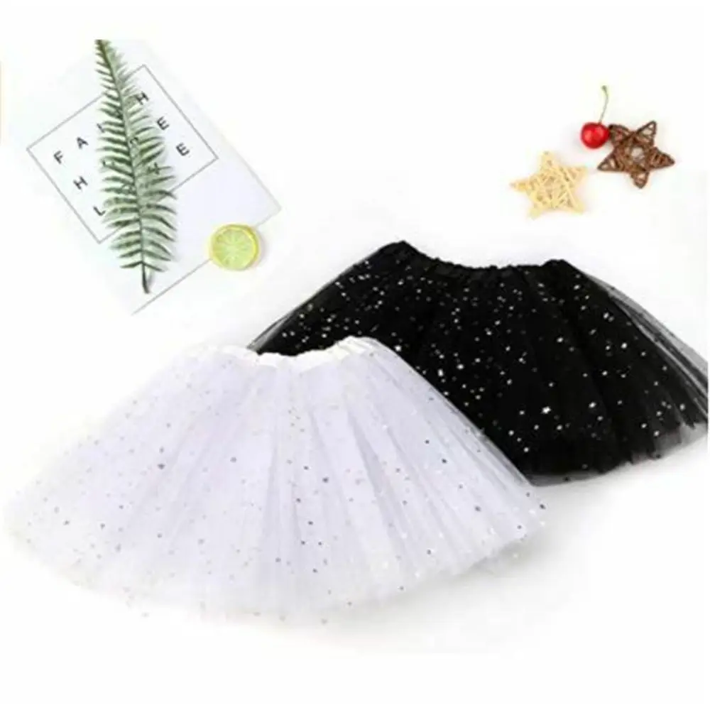 Summer Kids Baby Star Glitter Dance Tutu Skirt For Girl Sequin 3 Layers Tulle Toddler Lace Pettiskirt Children Chiffon 2-8T