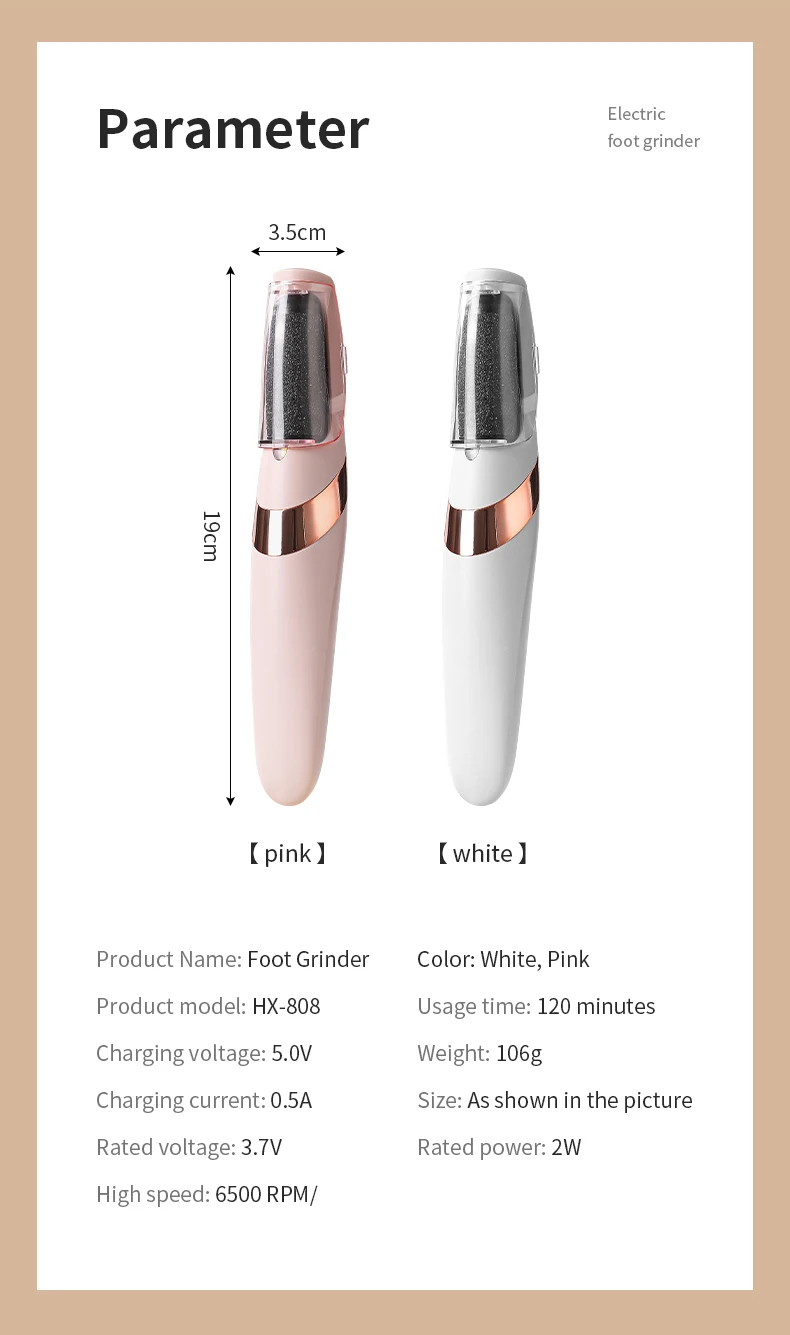 Electric Foot File Waterproof Callus Remover Rechargeable Grinder_voghion.com