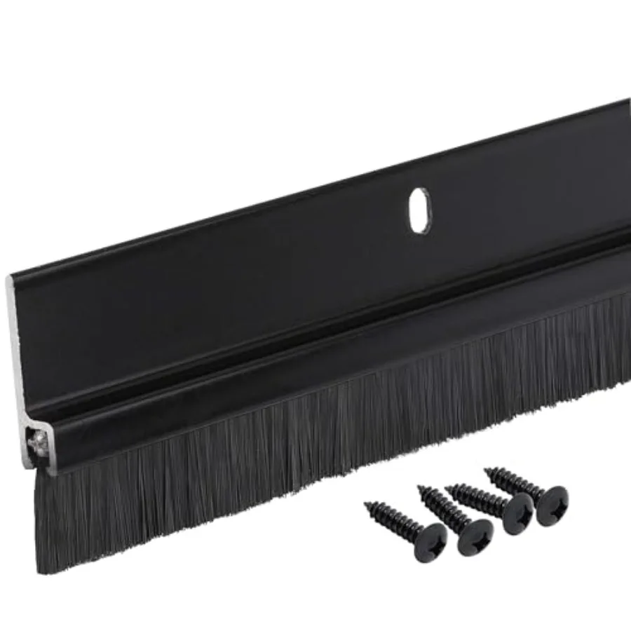 

Door Sweeps Aluminum and Brush Brush Sweeps for Gaps Up to 1" Black Trim with Black Brush 4 Feet Fill Gaps and Keep Unwanted De