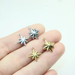 5pcs Stainless Steel Star Connector Jewelry Charms Pendant DIY Handcraft  Vacuum Plate Waterproof Antiallergic