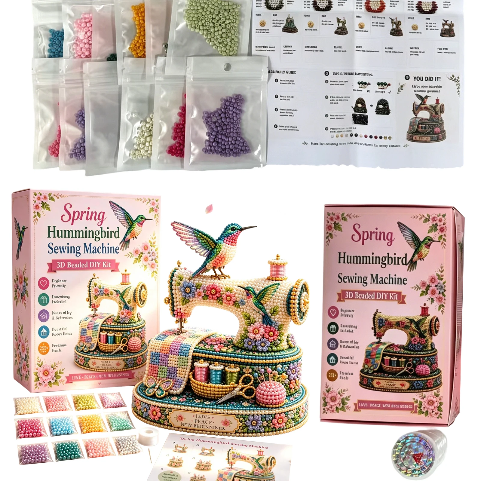 Embroidery Lovers - Spring Hummingbird Sewing Machine DIY Beading
