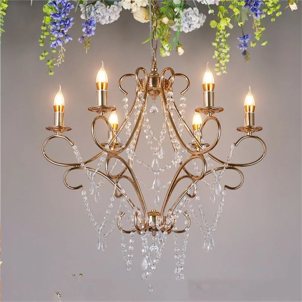 Industrial Style Iron Crystal Chandelier Modern Luxury Boutique Country Style For Hallway Living/Dining Room Bedroom Home Light