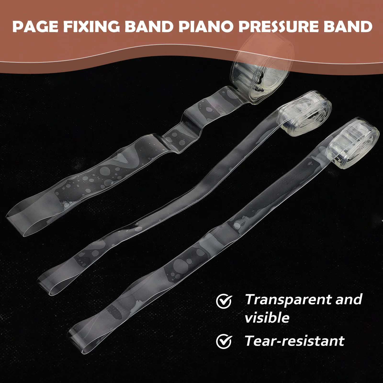 

3Pcs Piano Music Score Page Fixing Band Tpu Durable Transparent Clip for Books Sheet Music Performance Supplies