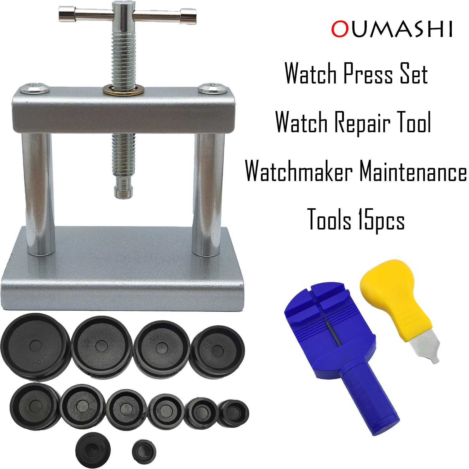 Set da 15 pezzi di accessori per orologi, strumenti per la pressione della cassa dell'orologio, strumenti di riparazione per la modifica dell'orologio