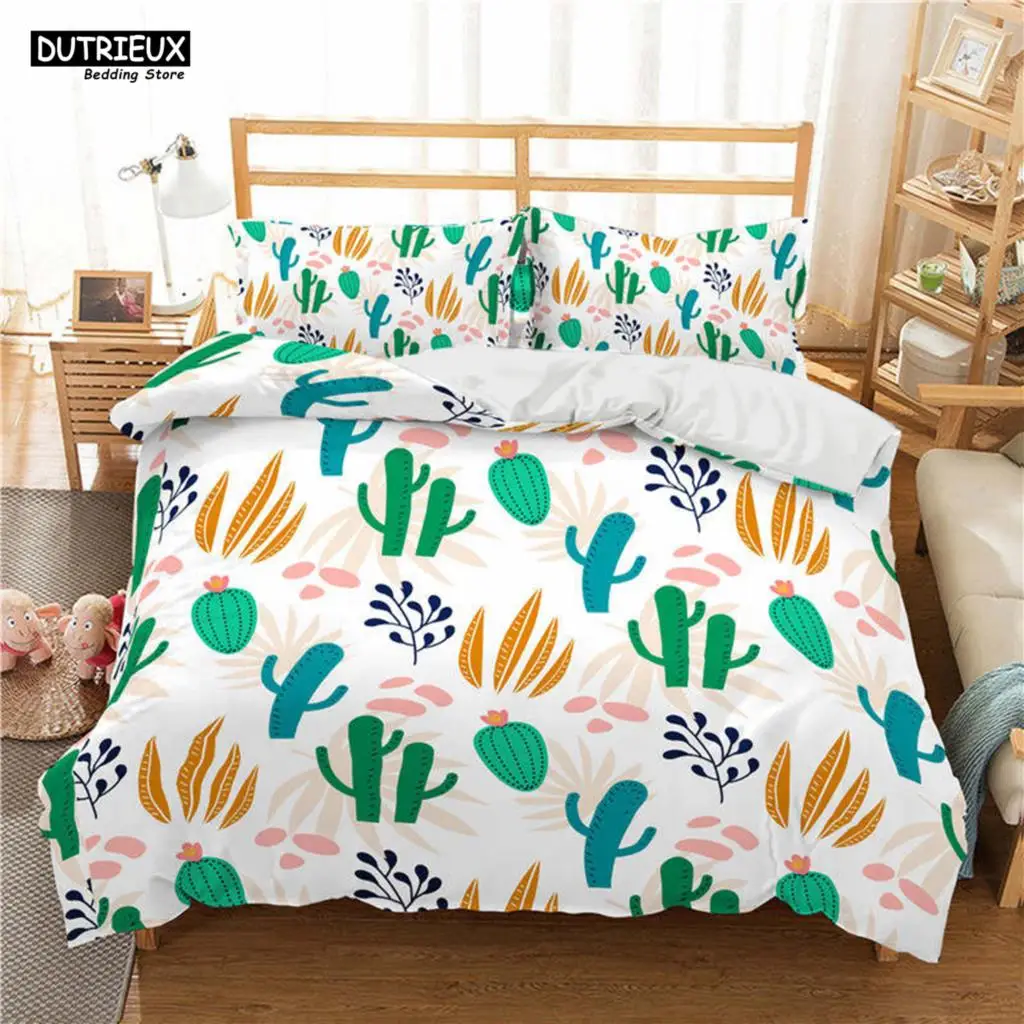 

Cactus Print Polyester Bedding Sets Child Kids Covers Boys Bed Linen Set For Teens King Size Bedding Set