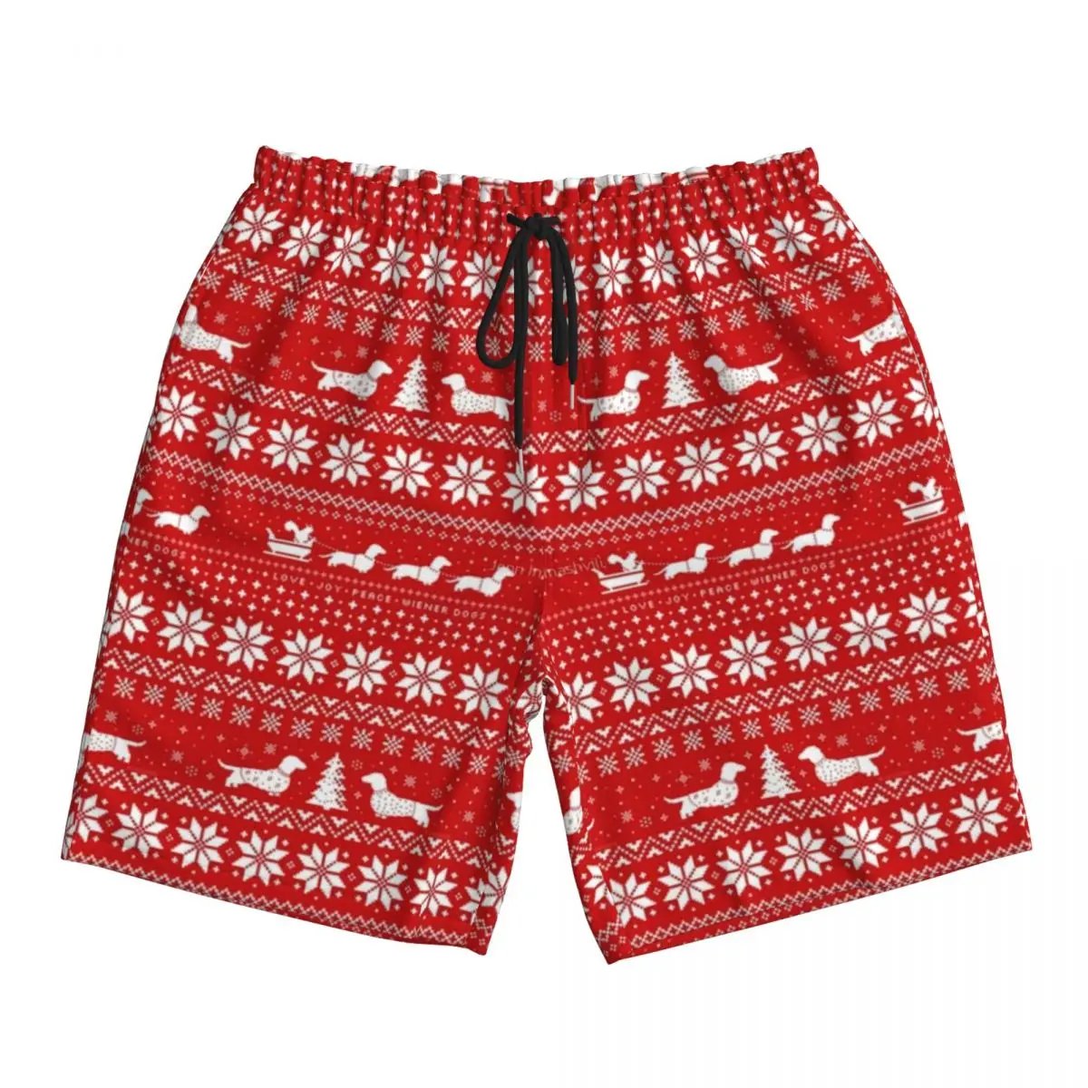 Swimsuits Christmas Print Gym Shorts Summer Dachshunds Cute Hawaii Board Short Pants Men Custom Sports Fast Dry Beach Trunks