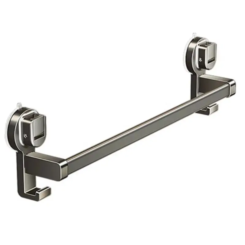 【FLASH-SALE!】Bathroom Punch-Free Suction Cup Towel Rack Gray Double-Pole Wall-Mounted Towel Storage Rack