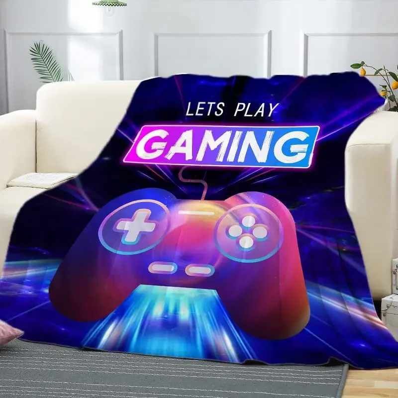 3D Game Controller Theme Blanket Soft Warm Print Throw Black Blanket for Men Boys Adult Birthday Gifts for Sofa Chair Bed Office