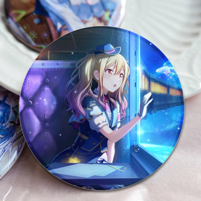 44/58mm Tenma Saki Cartoon Figure Badge Cosplay Singer Anime Brooches Handmade Cute Enamel Pins for Clothes Jewelry Bag Gifts
