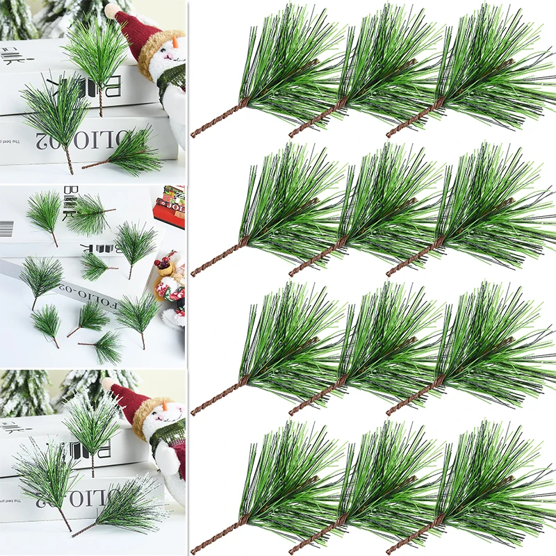 

20pcs Artificial Pine Branch Decoration Mini Christmas Tree Picks Branches Green Plants Merry Xmas Decoration For Home New Year