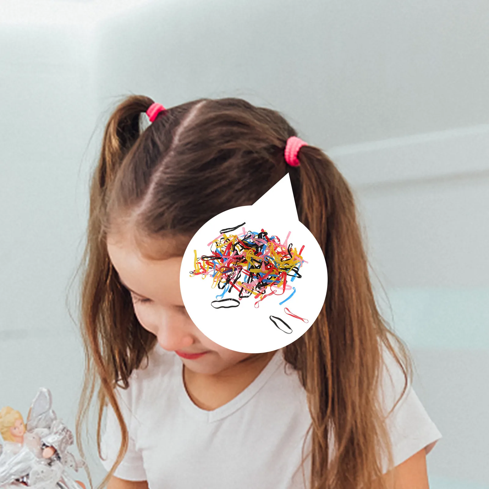 

100 шт. эластичных резинок для волос для девочек, высокоэластичные резинки для хвостиков, мягкие резиновые резинки для волос для детей и малышей, для повседневной укладки