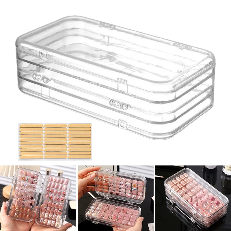 

Трехкратные коробки для хранения ногтей, прозрачная пластиковая коробка для дизайна ногтей, витрина для накладных ногтей, органайзер для аксессуаров для ногтей-пустой