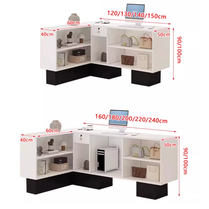 Customized Luxury Desk Table Classic Versatile Unique Design Reception Desk Simple Trendy Empfangs Theke Office Furniture