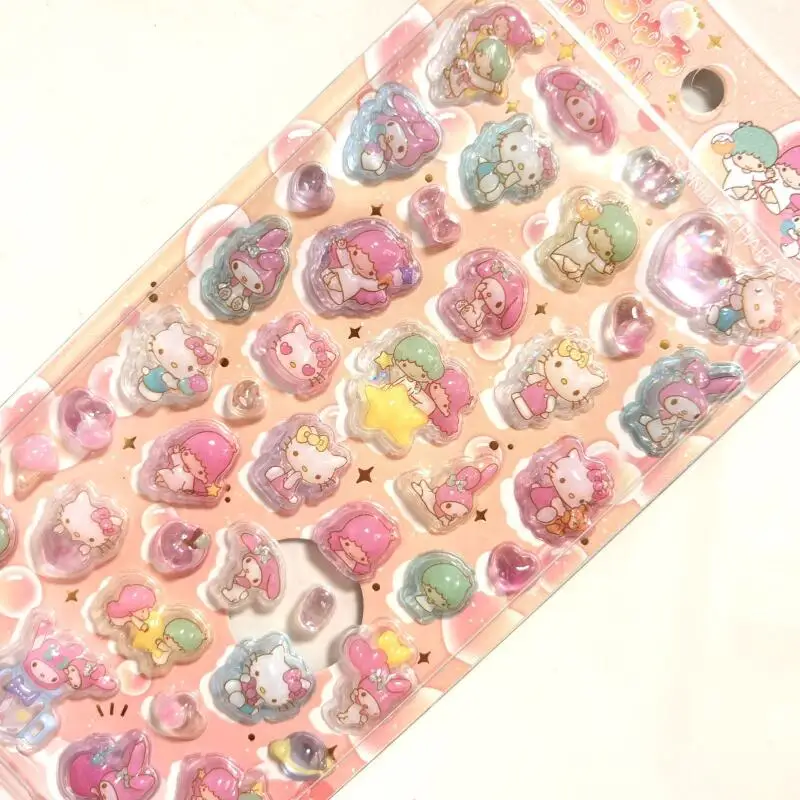 

Новые 3D-наклейки Sanrio Little Twin Stars Usahana 2026 года: объемные, твердые, лазерные, с эффектом вспышки, для креативного DIY-дизайна чехлов для телефонов