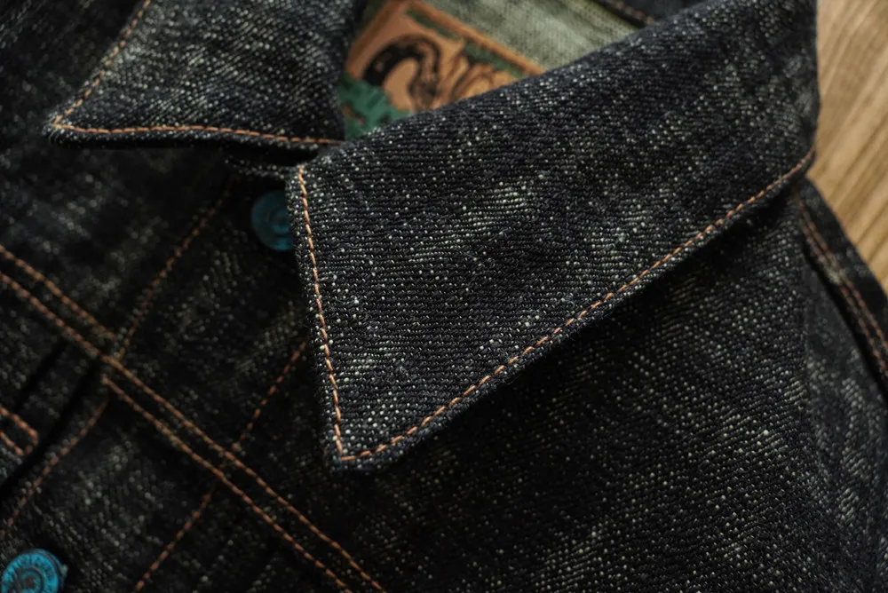 Sauce Zhan Men's Denim Jacket 20oz Heavyweight Selvedge Denim Slub Yarn Double-Dyed Year of The Snake Edition Loose Fit