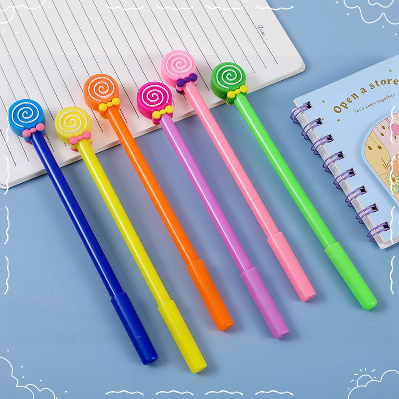 24 Pcs Creative Cute Cartoon Bow Tie Lollipop Student Gel Pen Kawaii Stationery School Supplies Back To School