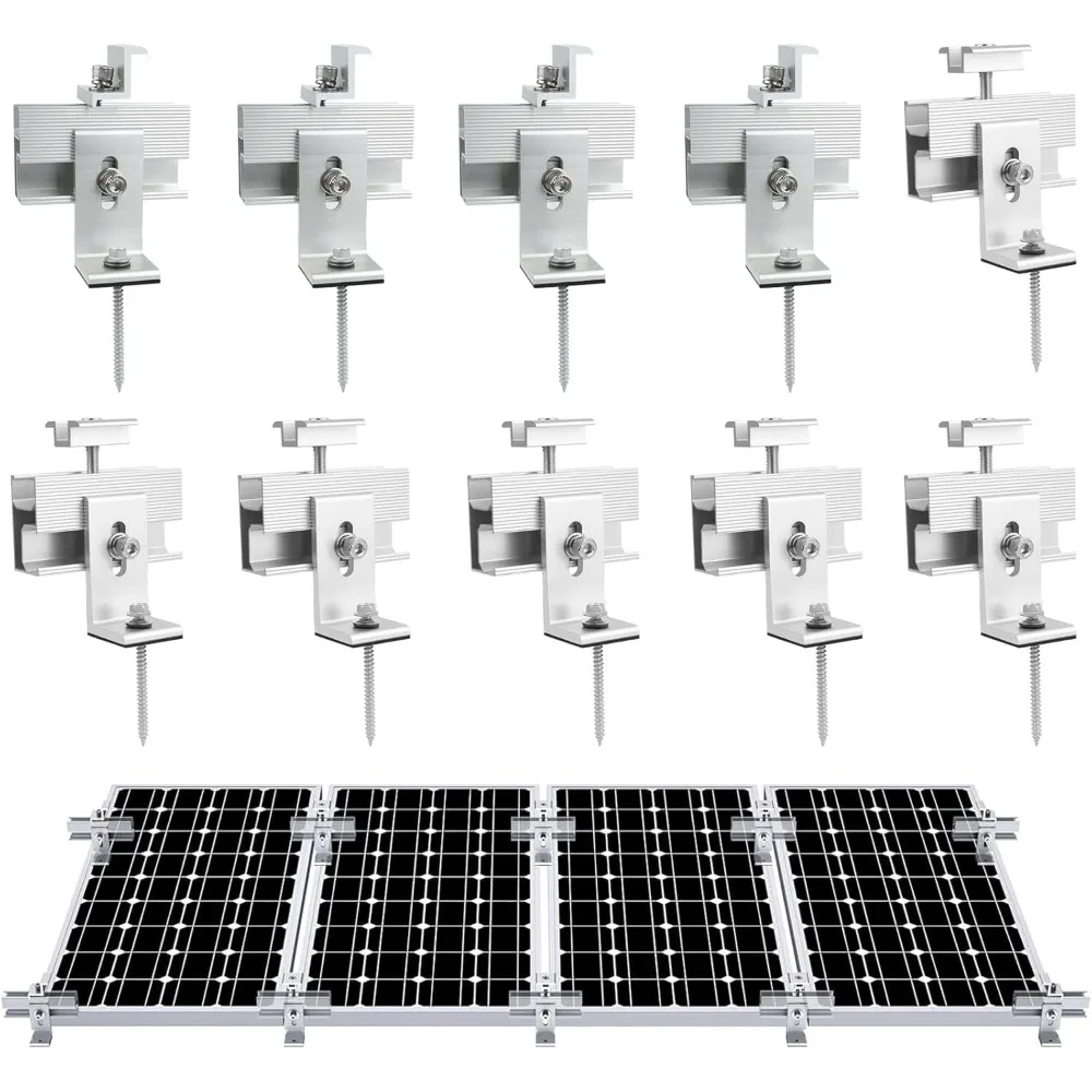 

10PCS Panel Mounting Brackets, Panel Mount for 1-4PCS Thickness 1.4” Solar Panels, Solar Panel Brackets with 10x 6 M