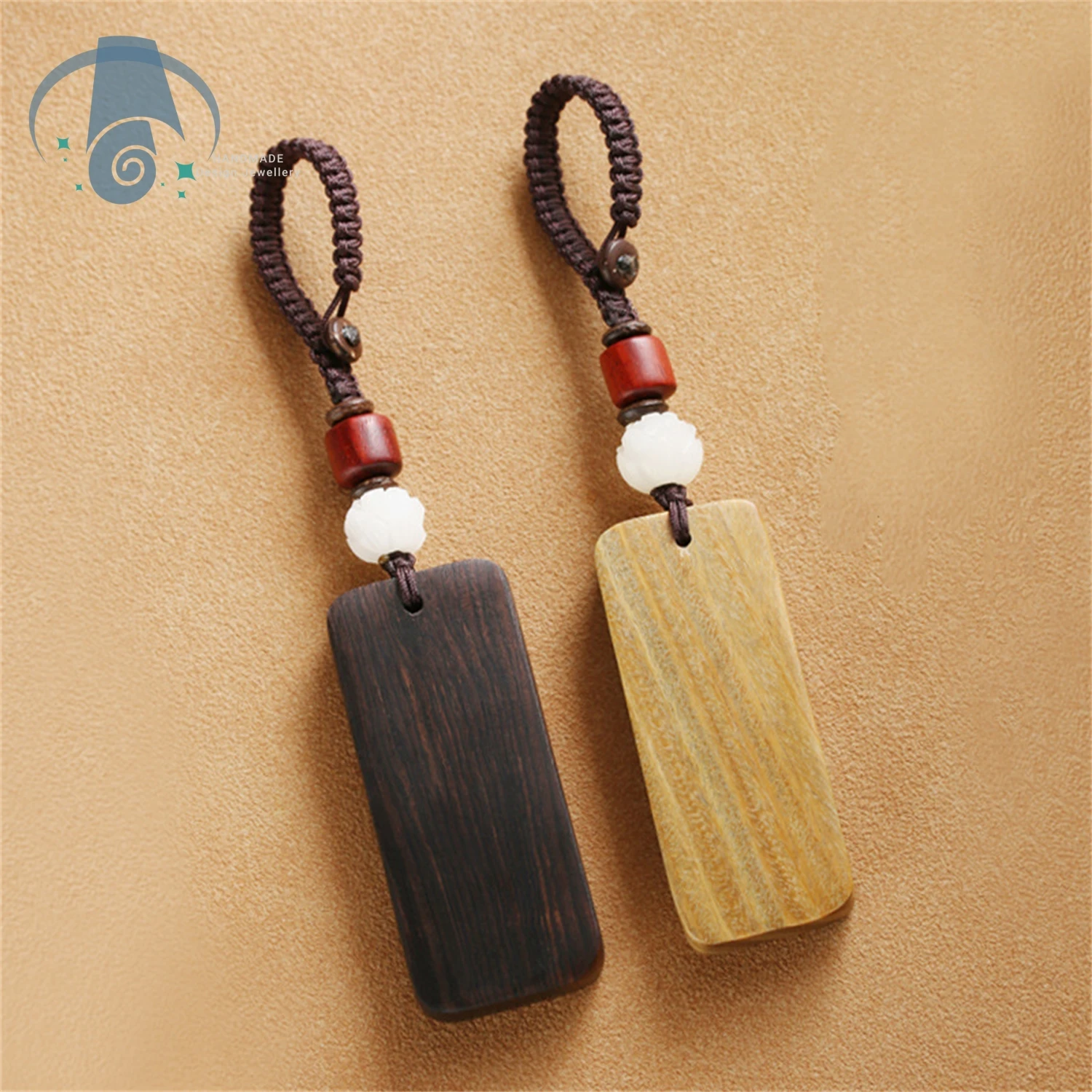 

Natural Black Sandalwood Pendant Keychain Unisex Wooden Amulet Charm for Men Women Phone Strap Gift for Good Luck Protection